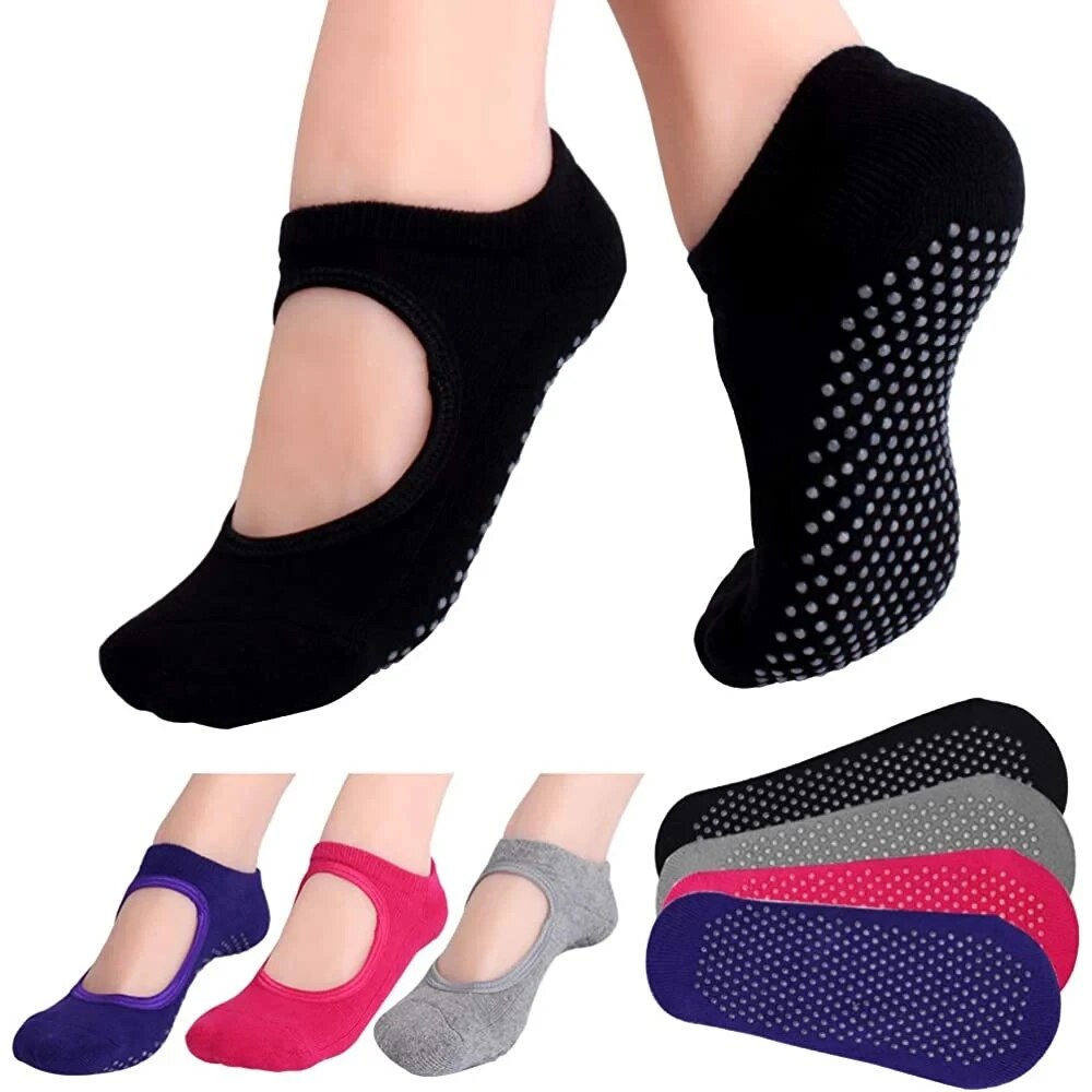Pilate Yoga Workout - Chaussettes de Yoga antidérapantes, dos nu,